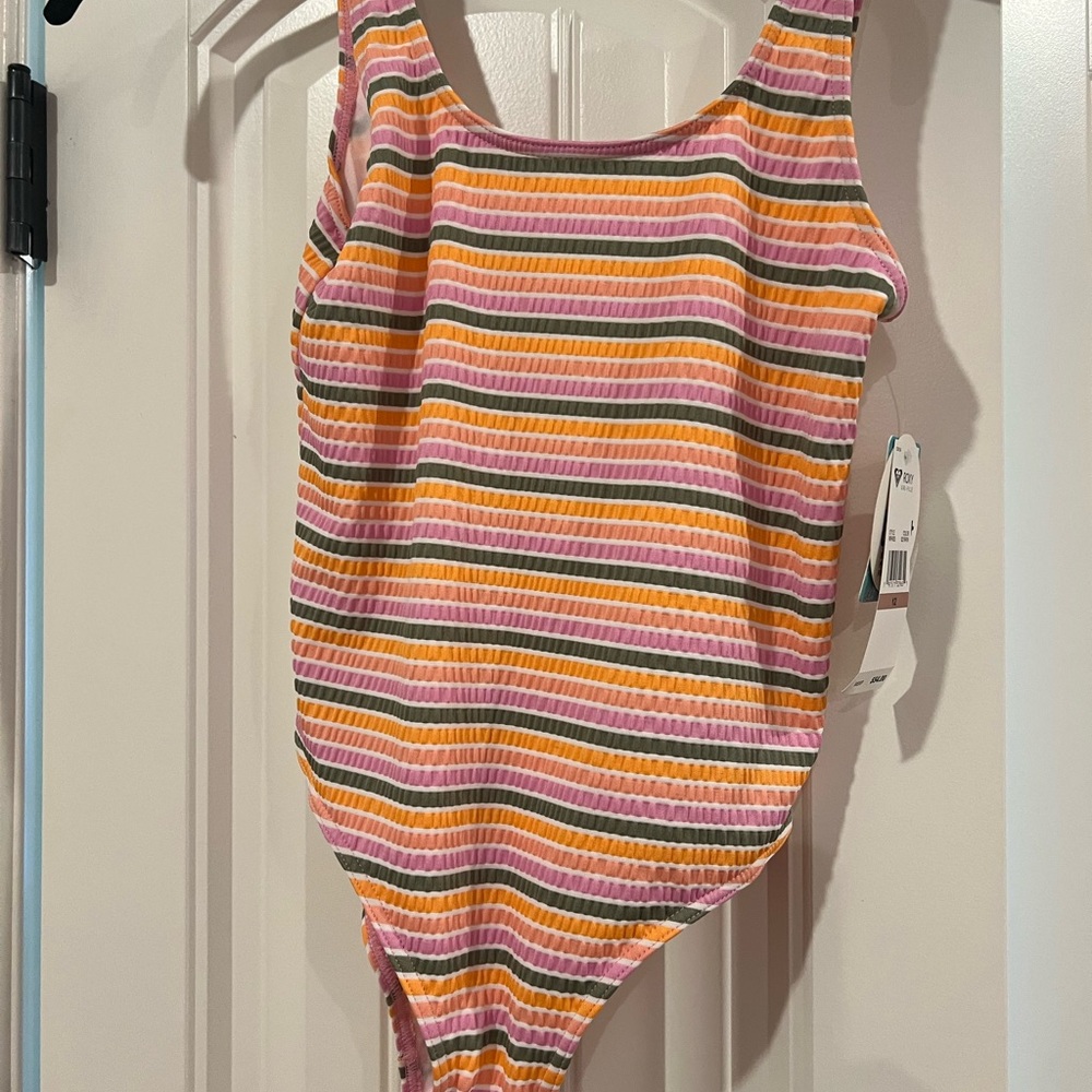 Roxy Striped Pink and Orange Swimsuit